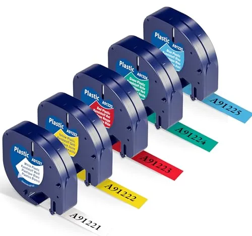 5x kompatibel mit Dymo Letratag Etikettenband 12mm x 4m für LT‑100H