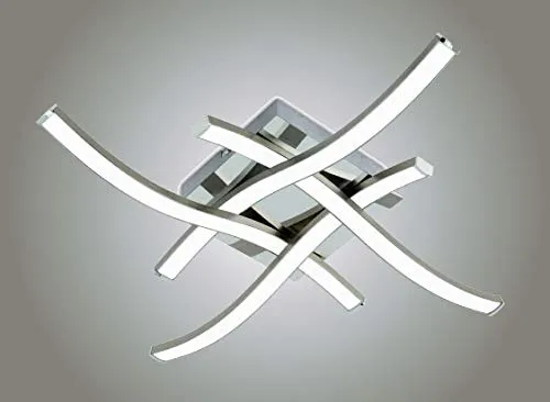 TRANGO LED Deckenleuchte 3132XXL WAVE - 4 Flammen, dimmbar - Moderne Deckenlampe in Wellenform mit 4x 600 Lumen, dimmbar in 4 Stufen ohne zusätzlichen Dimmer, ideal für stilvolle Wohnräume.