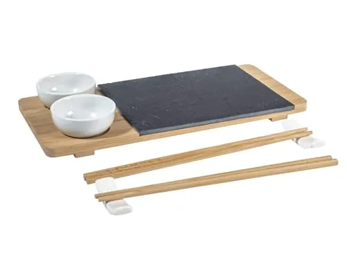 H&H Sushi Box 10 Pezzi In Sushi Ardesia E Bambu' 14X30Cm