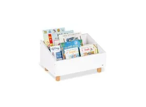 PINOLINO Kinderbücherregal Ando - Skandinavisches Design - Praktisches Kinderzimmerregal mit 2 stufenförmigen Fächern. Hergestellt aus robustem MDF, ideal für die selbstständige Nutzung durch Kinder ab 3 Jahren.