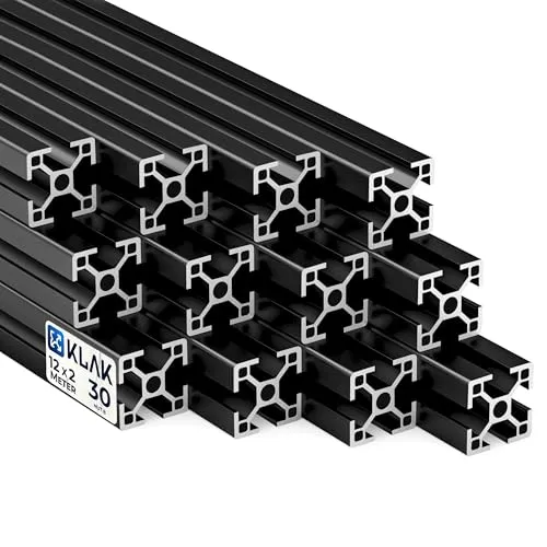 Alu Profil 12 Stück 30x30mm 2m - Montage- und Konstruktionsprofil - Aluminiumkanäle, 12 Stück je 2m, ideal für flexible Konstruktionen, robust und leicht mit Nut 8mm für einfache Montage.