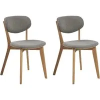 ebuy24 Esszimmerstuhl 2er Set Minsk - Elegante graue Stühle - Stühle, 2er Set in elegantem Grau, aus hochwertigem Stoff und geölter Eiche, ideal für stilvolle Esszimmer.