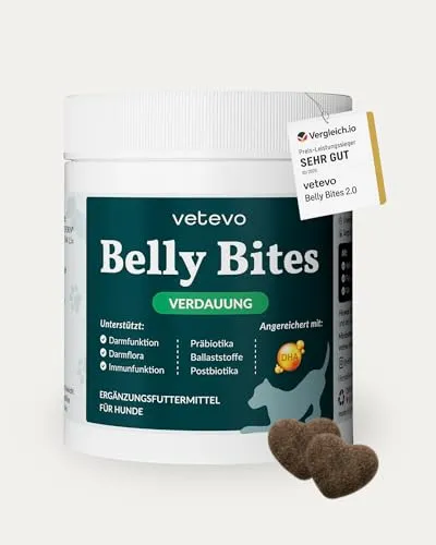 vetevo Belly Bites für Hunde mit Ente – Verdauungssnacks mit Flohsamenschalen