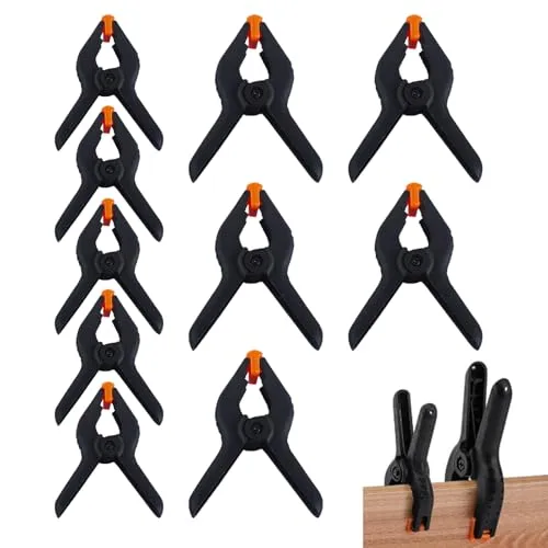 Sikweny 10 Stück Klemmzwingen Nylon Klemmen mit Rutschfestem Griff Klemmzange Verstellbar Federklemme Ergonomisch Federzwinge Halteklammern 2 Größen für Zimmerei Fotografie Heimwerkerprojekte