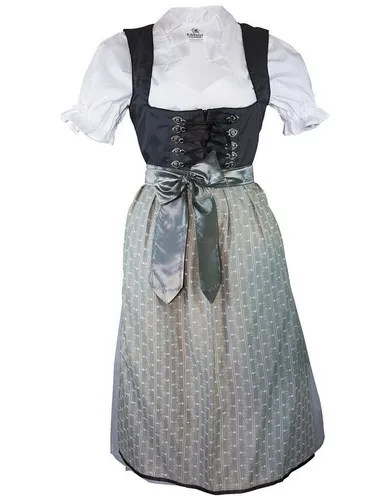 Edelnice Dirndl 34 - Elegantes Trachtenkleid - Trachtenmode in anthrazit, aus 35% Baumwolle und 65% Polyester, mit praktischem Reißverschluss vorne für einfachen Einstieg.