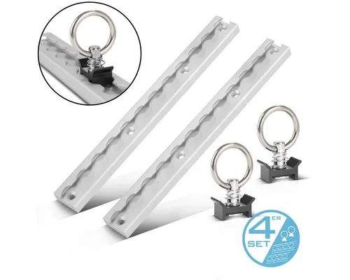 STAHLWERK Spanngurt Zurrschienen Set LRS-30 ST mit Zurrösen 30 cm (Packung, 2-St., Set) mit integrierten Bohrlöchern