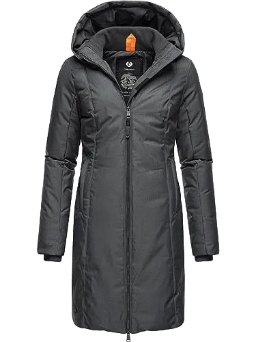 Ragwear Damen Wintermantel Amarri Black23 - Wasserdichter Steppmantel mit Kapuze - Funktionsjacken: Stylischer und warmer Winterparka, 100% vegan, mit wasserdichtem Material (Wassersäule: 11.000) für besten Tragekomfort und Schutz in der kalten Jahreszeit.