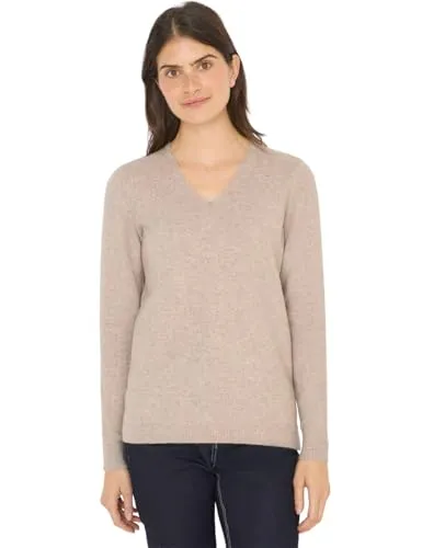 CECIL Kuscheliger V-Neck Pullover Sandalwood beige Melange L