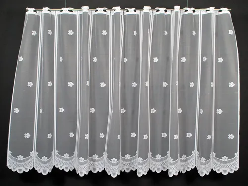 Gardinen Kranzusch Scheibengardine mit Blume, Stangendurchzug, transparent, Kurzgardine,Stablöcher,verschiedene Höhen