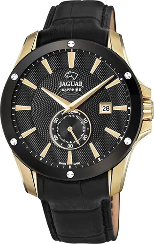 Jaguar J881/1 ACAMAR Chronograph Herrenuhr Edelstahl schwarz - Chronographen mit edlem Edelstahlgehäuse und wasserdicht bis 10 bar. Die sportliche Herrenuhr bietet ein elegantes schwarzes Ziffernblatt und ein robustes Armband aus echtem Leder.