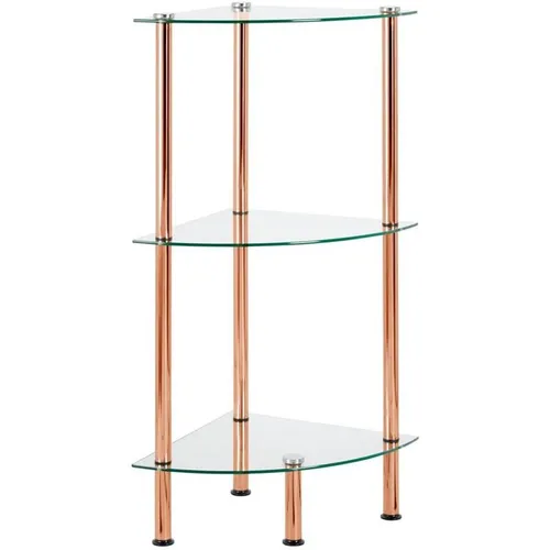 Glasregal modernes Eckregal Ablageregal 3 Ebenen mDesign rotgold/durchsichtig