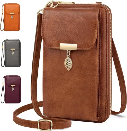 Handytasche mit Geldbörse RFID Damen Umhängetasche Crossbody - Elegante und praktische Umhängetasche aus echtem Leder mit RFID-Schutz. Bietet vier Tragemöglichkeiten und viel Platz für Handy, Geld und Karten – ideal für unterwegs.