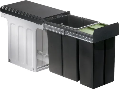 WESCO Profiline Bio-Double 30 DT Einbau-Abfallsammler - Praktischer Einbau-Abfallsammler mit 2 Behältern (20L und 10L) für eine effiziente Mülltrennung, ideal für die Nutzung hinter Drehtüren.