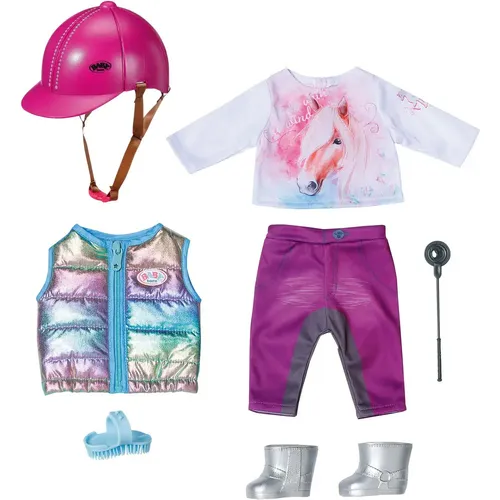 Baby Born Puppenkleidung Reiter-Outfit 43 cm - bunt, perfektes Reit-Outfit mit Helm und Ausrüstung für fantasievolles Spielen ab 3 Jahren