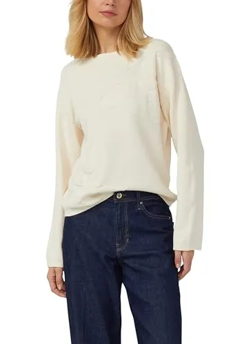 s.Oliver Pullover mit dekorativem Strickmuster - Bequemer Regular Fit Pullover aus weichem Baumwollmix, ideal für kühlere Tage. Mit floralem Muster und Rundhalsausschnitt, perfekt für einen lässigen Look.