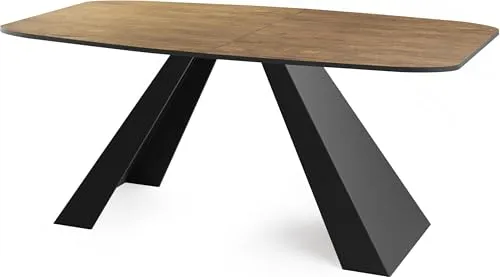 WFL Group Esstisch aus Alteiche, 160 cm - Eleganter Esstisch aus Holzwerkstoff, ideal für moderne Interieurs. Ausziehbar für bis zu 12 Personen, perfekt für Familien- und Geschäftstreffen. Regional und nachhaltig in der EU hergestellt.