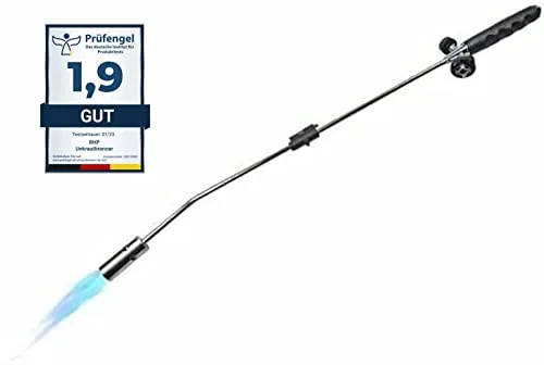 Unkrautbrenner RHP Unkrautvernichter 80cm, Gasbrenner mit Piezozündung, Abflammgerät max 1000 °C, Brenner Flamme regulierbar, ideal als Grillanzünder (Nur Unkrautbrenner)