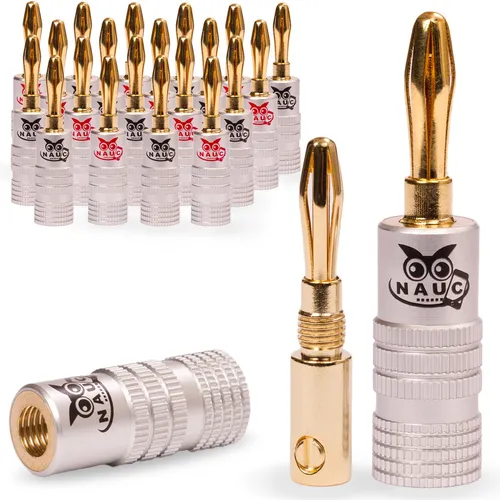 22x High End Nauc Bananenstecker Bananas Banana für Kabel bis 6mm² 24K vergoldet