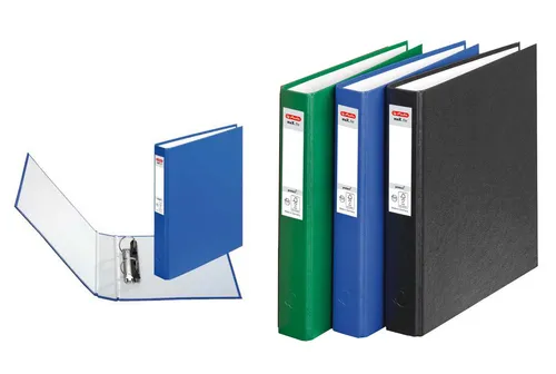 Herlitz Ringbücher / DIN A5 Ringbuch mit 2-Ringe / je 1x blau schwarz grün 3