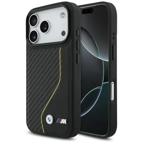 CG MOBILE BMW M Carbon Line & Logo kompatibel mit Mag Safe Hülle für iPhone 17 Pro (Gelb)