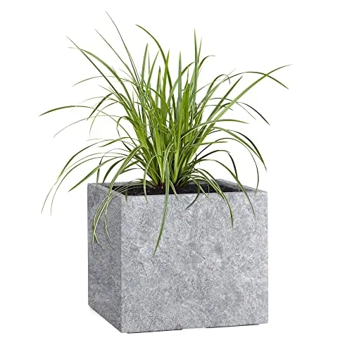 Pflanzwerk® Pflanzkübel Cube Lava Hellgrau 30x34x34cm Blumentopf *Frostbeständige Blumenkübel* *UV-Schutz* *Premium Pflanzenkübel Qualität*