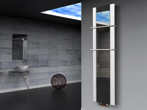 Szagato Badheizkörper Singapur 180cm mit Spiegel - Design-Badheizkörper 180x47cm, 1118W: Hochwertiger pulverbeschichteter Stahl mit Echtglas-Spiegel, ideal für Bad und Wohnräume. Made in Germany, 5 Jahre Garantie.