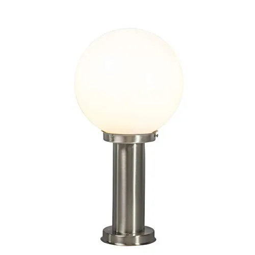 Qazqa Moderne Außenlaterne Sfera aus Edelstahl - Elegante Außenlaterne aus nickelmattiertem Edelstahl, IP44, ideal für stilvolle Außenbeleuchtung. Dimmbar mit E27-Fassung, perfekt für eine moderne Atmosphäre.