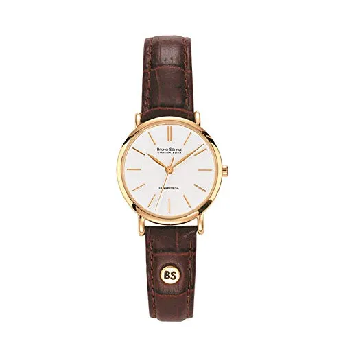 Bruno Söhnle Damen Analog Quarz Uhr mit Leder Armband 17-33045-941 - Elegante Damenarmbanduhr mit 28 mm Edelstahlgehäuse, braunem Krokoprägungs-Lederarmband und wasserdicht bis 3 bar – ideal für stilbewusste Frauen.