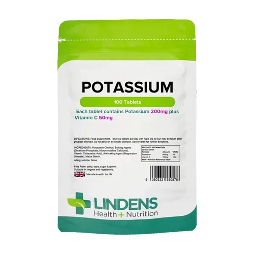 Lindens Potassium 200 mg 100 Tablets