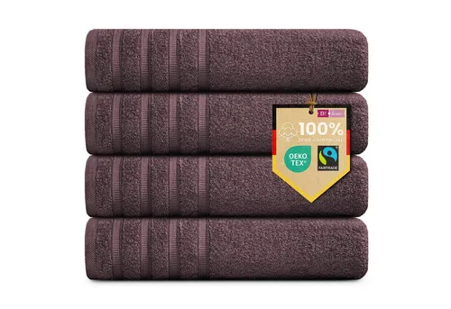 Set Handtücher Baumwolle - Bordeaux-Rot, 70x140 cm - Handtücher aus hochwertiger Baumwolle im eleganten Plain Design, besonders saugfähig und weich, ideal für Ihr Badezimmer.