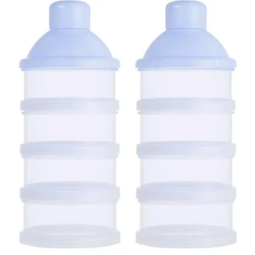 Milchpulver Portionierer Baby,4 Lagiger Milch Pulver Spender,Säuglingsnahrung Kasten,Formel Milchpulver Zufuhr Tragbare,Milchpulver Spender Stapelbare,Milchpulver Box(2 Stück,BPA-frei)