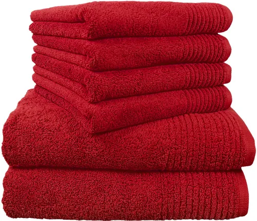 Dyckhoff Handtuchset Brillant - 6-teilig, Kirsche - Frottiertuch Set aus 100% Baumwolle, bietet außergewöhnliche Weichheit und Pflegeleichtigkeit für ein luxuriöses Trockenerlebnis.