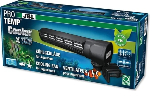 JBL PROTEMP Cooler x300 - Hochleistungs-Kühlgebläse für Aquarien - Heiz- & Kühlvorrichtungen für Aquarien, senkt die Wassertemperatur um 2–4 °C durch effiziente Verdunstungskühlung. Ideal für Aquarien von 90 - 300 l, einfach zu montieren und flexibel einstellbar.