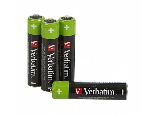 Verbatim Premium wiederaufladbare Akkus AAA-Batterien - 4er Pack, 1,2V 950mAh, NiMH-Akkus mit reduzierter Selbstentladung für optimale Haltbarkeit und Umweltfreundlichkeit
