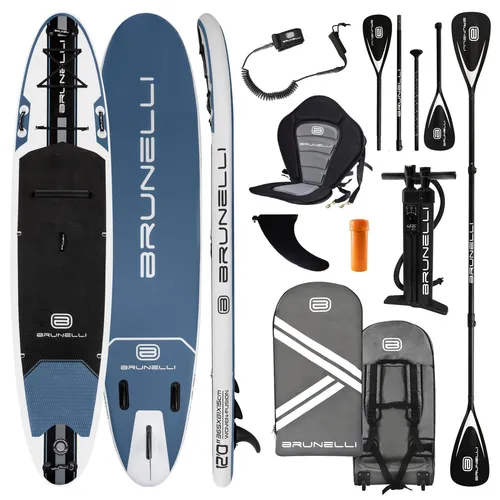 BRUNELLI 12.0 Woven X Fusion Double Layer iSUP Board - Aufblasbares Paddelboard in Blau, ideal für Wassersport. Robuste Doppelschicht-Technologie sorgt für hohe Stabilität und Langlebigkeit.