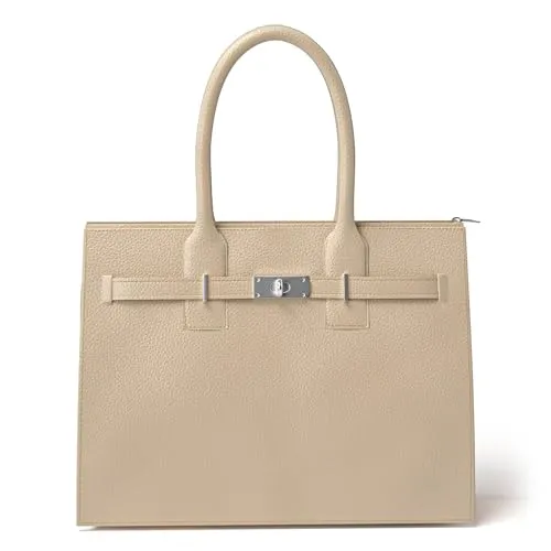 KMISSO Damen Hand Umhänge Tasche Echtleder Reißverschlussfächer 30636 Beige