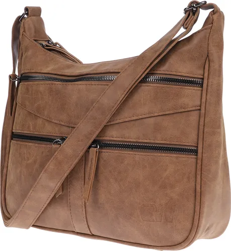 Christian Wippermann Umhängetasche Damen - Elegante Schultertasche in Camel - Umhängetaschen mit Leder-Optik, ideal für stilbewusste Frauen. Diese Tasche bietet praktische Vordertaschen und ein geräumiges Hauptfach mit Reißverschluss.