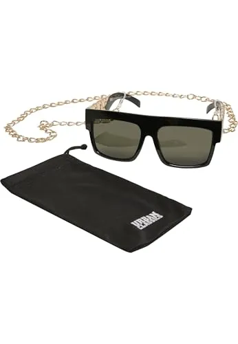 Urban Classics Sunglasses Zakynthos With Chain, black/gold, one size