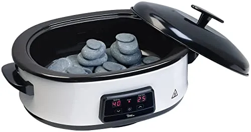 Hot-Stone-Set mit digitaler Steuerung - Massage-Set mit 23 Steinen und Abschalt-Automatik für entspannende Wellness-Momente zu Hause.