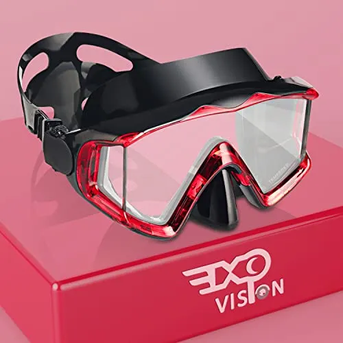 Schnorchel Taucherbrille HD Pano 3 Fensteransicht Erwachsene Schnorchelmaske, Anti Nebel Tauchmaske, gehärtetes Glas Schwimmmaske Jugend Silikon Tauchermaske Frauen Schwimmbrille mit Nasenabdeckung