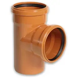 Kanalrohrsystem KG-Abzweig T-Stück 87° DN 250/110 - Sanitärinstallation mit hochbelastbarem T-Stück, ideal für effiziente Abwasserführung und platzsparende Verlegung.