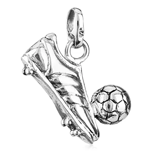 NKlaus 925 Silber Fußball Amulett Talisman Kettenanhänger - Anhänger für Damen aus 925 Sterling Silber, teil oxydiert und perfekt für Fußballfans. Ein stilvolles Accessoire, das Leidenschaft für den Sport zeigt.