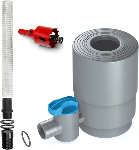 YourCasa Regentonne Regensammler Regendieb [Downpipe50] mit Absperrhahn und Sieb