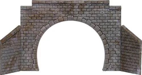Busch Modelleisenbahn-Tunnel Busch 8198 N - 2-gleisiges Tunnel-Portal Fertigmodell, ideal für realistische Landschaftsgestaltung ab 15 Jahren