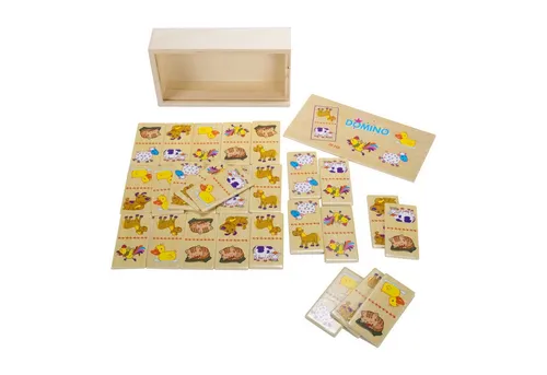 GICO Spielesammlung GICO Holz Domino Tiere für Kinder Erwachsene Reisespiel -7967