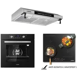 KB ELEMENTS Induktionsherd Set mit Einbaubackofen und Dunstabzugshaube 60cm - Modernes Herdset von KB ELEMENTS für anspruchsvolles Kochen. Inklusive Induktionskochfeld, leistungsstarkem Einbaubackofen und eleganter Dunstabzugshaube. Effiziente Technik und stilvolles Design für Ihre Küche.