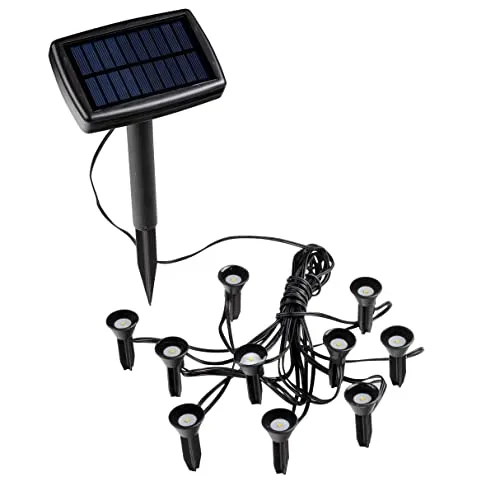 LED Solar Pflanzenstrahler klein - 10er Set - Lampen für den Garten mit 10 warmweißen Mini-Strahlern, solarbetrieben und ideal für stimmungsvolle Beleuchtung im Freien.