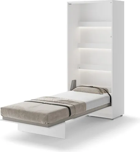 Schrankbett 90 x 200 Vertikal BC-03 Weiß Hochglanz – LENART BED CONCEPT - Das LENART BED CONCEPT Schrankbett verwandelt Ihren Raum in Sekundenschnelle. Mit einem stabilen Korpus und sanftem Öffnungsmechanismus bietet es Komfort und Funktionalität in einem kompakten Design.