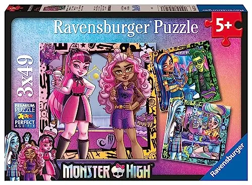 Ravensburger Monster High Puzzle, Kollektion 3 x 49, 3 Puzzle, 49 Teile, Puzzle für Kinder, Empfohlenes Alter 5+ Jahre