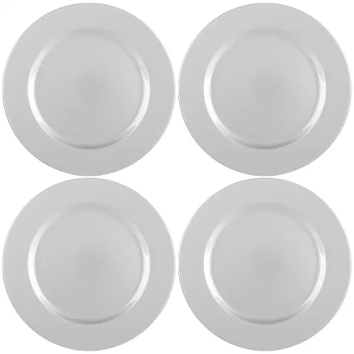 com-four® 4x glänzende Platzteller - wiederverwendbare einfarbige Unterteller als Tischdekoration - edle Dekoteller für Hochzeit, Familienfeier oder Weihnachten - Charger Ø 33 cm - Servierplatten